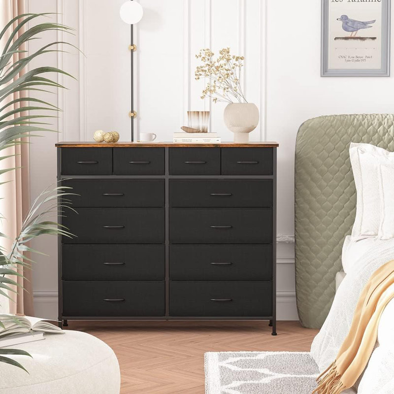 Hokku Designs Large Dresser for Bedroom with 12 Deep Drawers Tall Fabric Drawer Dresser Wayfair